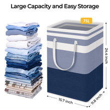 Load image into Gallery viewer, HomeHacks 2 Pack Large Laundry Baskets, Waterproof, Freestanding Laundry Hampers, Collapsible Clothes Hamper with Reinforced Handles in Laundry Room, College Dorm, Bathroom, Bedroom (Grey, 75Lx2)