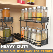 Load image into Gallery viewer, SpaceAid Pull Out Spice Rack Organizer for Cabinet, Heavy Duty Slide Out Seasoning Kitchen Organizer, Cabinet Organizer, with Labels, 4.5&quot; W x10.75 D x8.5 H, 1 Drawer 2-Tier