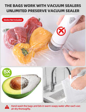 Load image into Gallery viewer, Vacuum Sealer Bags, Reusable Vacuum Zipper Bag, BPA Free Heavy Duty Vacuum Storage Bag for Food, Large Size 15 Bags