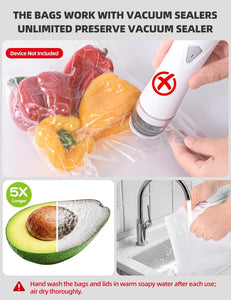 Vacuum Sealer Bags, Reusable Vacuum Zipper Bag, BPA Free Heavy Duty Vacuum Storage Bag for Food, Medium Size 15 Bags