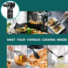 Load image into Gallery viewer, Silicone Cooking Utensil Set, Umite Chef 15pcs Silicone Cooking Kitchen Utensils Set, Non-stick - Best Kitchen Cookware with Stainless Steel Handle - Black