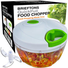 Load image into Gallery viewer, Brieftons QuickPull Manual Food Chopper: Large 4-Cup Powerful Hand Pull Chopper/Mincer/Mixer Blender to Chop Onion, Garlic, Vegetables, Fruits, Herbs for Salsa, Salad, Pesto, Puree, Indian Cooking