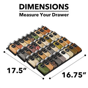 SpaceAid Spice Drawer Organizer with 28 Spice Jars, 386 Spice Labels, 4 Tier Seasoning Rack Tray Insert for Kitchen Drawers, 13" Wide x 17.5" Deep