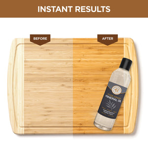 Mineral Oil for Wood Cutting Board - 8 oz Food Grade Wood Oil, Cutting Board Oil and Butcher Block Oil Conditioner, Food Safe Mineral Oil for Bamboo, Teak, Utensils and Wood Surfaces by Bambüsi