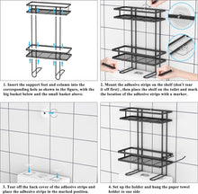 Load image into Gallery viewer, Over Toilet Storage, Bathroom Organizers and Storage Shelves, Black, 2 Tier