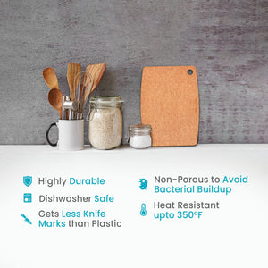 Dishwasher Safe Cutting Boards for Kitchen - Large Composite Wood Cutting Boards - Thin, BPA Free & Eco-Friendly Chopping Board (14.5 x 11.25 Inch, Natural)