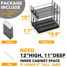 Load image into Gallery viewer, SpaceAid Pull Out Spice Rack Organizer for Cabinet, Heavy Duty Slide Out Seasoning Kitchen Organizer, Cabinet Organizer, with Labels, 5.2&quot; W x10.75 D x10 H, 2 Drawers 2-Tier