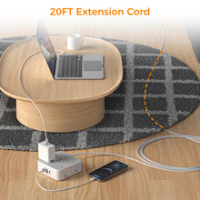 Load image into Gallery viewer, Surge Protector Flat Extension Cord Flat Plug Power Strip, 8 AC Outlets, 3 USB Charger(1 USB C Port) 3-Sided Outlet Extender, 5 Ft, 900 Joules Protection, Office Supplies, Dorm Room Essentials, Grey