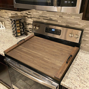 Noodle Board Stove Cover with Handles for Electric, Gas Stove Top (Acacia Wood)