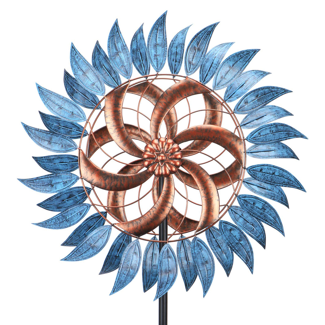 WONDER GARDEN Wind Spinner - Wind Spinners Outdoor, Outdoor Metal Windmills, 4.4 Ft Retro Brown Wind Sculptures Spinner Lawn Ornaments Wind Spinner for Yard, Lawn and Garden