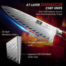 Load image into Gallery viewer, Damascus Santoku Knife, 7 Inch Professiona Kitchen Knife, Damascus Super Steel Ultra-Sharp Santoku Chef Knife with Ergonomic G10 Handle
