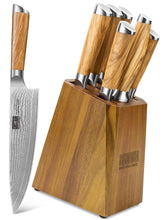 Load image into Gallery viewer, Damascus Kitchen Knife Set 3-Piece, Ultra Sharp 8&quot; Chef Knife, 7&quot; Santoku Knife, 3.75&quot; Paring Knife, Professional VG-10 Damascus Super Steel Chef Knife Set with Ergonomic Handle