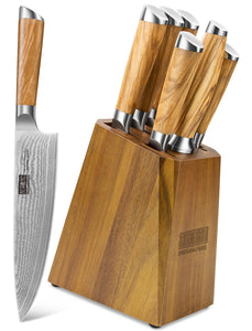 Damascus Kitchen Knife Set 3-Piece, Ultra Sharp 8" Chef Knife, 7" Santoku Knife, 3.75" Paring Knife, Professional VG-10 Damascus Super Steel Chef Knife Set with Ergonomic Handle