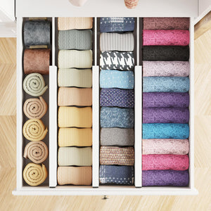 SpaceAid Bamboo Dresser Drawer Dividers 6 Pack, 4.65“ High Adjustable 12.5“-17” Drawer Organizers, Expandable Organization for Clothing, Clothes, Dressers, Natural