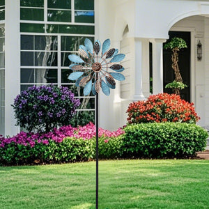 WONDER GARDEN Wind Spinners Outdoor - 2 Pack Small Metal Hummingbird Green Wind Spinner Windmill, Wind Sculpture for Yard Patio Lawn Decor