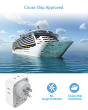Load image into Gallery viewer, USB Charger Block, TESSAN Wall Plug Adapter with Electrical 4 Box Splitter 3 USB Wall Charger Ports, Multi Plug Outlet Extender Charging for Cruise, Travel, Office, Dorm Essentials
