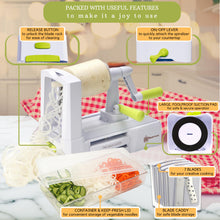 Load image into Gallery viewer, Brieftons 5-Blade Vegetable Spiralizer: Strongest-Heaviest Spiral Slicer, Best Veggie Pasta Spaghetti Maker for Low Carb/Paleo/Gluten-Free/Vegan Meals, With Extra Blade Caddy, 4 Recipe Ebooks