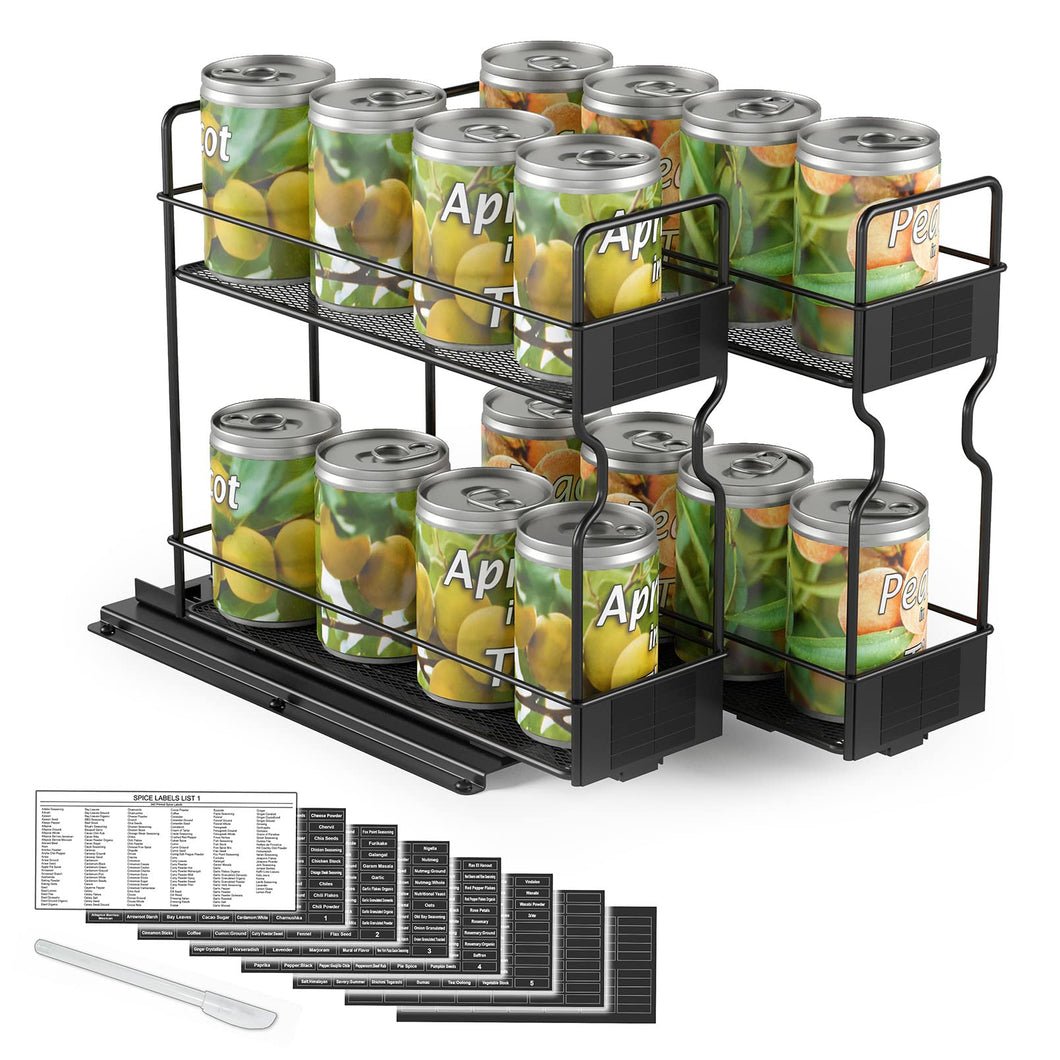 SpaceAid Pull Out Spice Rack Organizer for Cabinet, Heavy Duty Slide Out Seasoning Kitchen Organizer, Cabinet Organizer, with Labels, 5.2