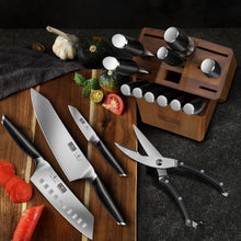 Load image into Gallery viewer, 16-Piece Kitchen Knife Set with Block, Powder Steel High Carbon Steel Knife Block Set, Ultra Sharp Professional Chef Knife Set with Sharpener