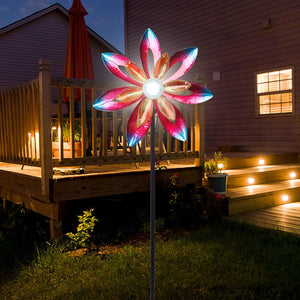 WONDER GARDEN Wind Spinners for Yard and Garden-Solar Wind Spinner - 5.2 FT Wind Sculptures & Spinners Windmill with LED Light Glass Ball for Garden Patio Outdoor Decor