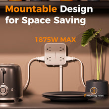 Load image into Gallery viewer, Surge Protector Flat Extension Cord Flat Plug Power Strip, 8 AC Outlets, 3 USB Charger(1 USB C Port) 3-Sided Outlet Extender, 5 Ft, 900 Joules Protection, Office Supplies, Dorm Room Essentials, Grey