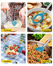 Load image into Gallery viewer, Pack of 2 Large Silicone Cooking Spoons,Non Stick Solid Basting Spoon,Heat-Resistant Kitchen Utensils for Mixing,Serving,Draining,Stirring (BLACK)
