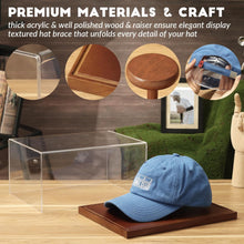 Load image into Gallery viewer, JupDec Baseball &amp; Hat Display Case with Wood Stand, Clear Acrylic Game Ball Holder Showcase, UV Protection Souvenirs and Collectibles Box, Ideal Gift for Autograph Single MLB Ball
