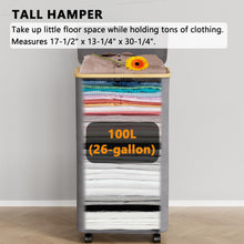 Load image into Gallery viewer, SpaceAid Laundry Hamper with Lid, 110L Large Tall Clothes Basket Bin with Bamboo Handles, Collapsible Laundry Hamper for Bedroom, Bathroom, Dorm, Laundry Room - Black