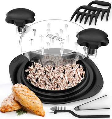 Chicken Shredder Tool Twist Set - Meat & Chicken Breast Shredding Tool, Pork Shredder, Large Food Slicer (Black)