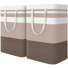 Load image into Gallery viewer, HomeHacks 2 Pack Large Laundry Baskets, Waterproof, Freestanding Laundry Hampers, Collapsible Clothes Hamper with Reinforced Handles in Laundry Room, College Dorm, Bathroom, Bedroom (Grey, 75Lx2)