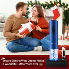 Load image into Gallery viewer, Secura Electric Wine Opener, Automatic Bottle Corkscrew Opener with Foil Cutter, Rechargeable (Champagne Gold)