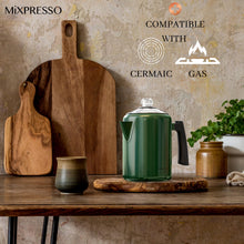 Load image into Gallery viewer, Mixpresso Stainless Steel Stovetop Coffee Percolator, 52 oz Classic Percolator Coffee Pot, Excellent As Camping Pot, 12 Cup Stainless Steel Camping Coffee Makers, Cool-Touch Handle.
