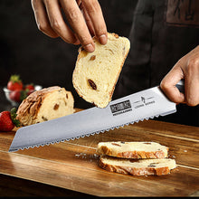 Load image into Gallery viewer, Bread Knife 10 inch, Japanese High Carbon Stainless Steel Serrated Bread Knives, Professional Bread Cutting Knife for Homemade Bread