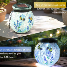 Load image into Gallery viewer, WONDER GARDEN Solar Lanterns Outdoor Waterproof, 3 Pack Hanging Solar Lights Decorative, Sunflower Hummingbird Bee Glass Garden Lantern Light for Yard Outside Patio Outside Decor Gift, White Light