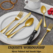 Load image into Gallery viewer, 24 Pcs Silverware Set with Steak Knives Service for 4,Stainless Steel Flatware Set,Mirror Polished Cutlery Utensil Set,Home Kitchen Eating Tableware Set,Include Fork Knife Spoon Set,Dishwasher Safe