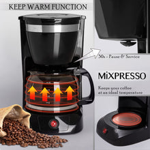 Load image into Gallery viewer, Mixpresso 8-Cup Drip Coffee Maker Programmable, Coffee Pot Machine Including Reusable &amp; Removable Coffee Filter, Black Electric Coffee Maker