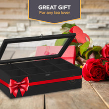 Load image into Gallery viewer, Bamboo Tea Bag Organizer Storage Box with Drawer &amp; Acrylic Window - Magnetic Lid Keeps Contents Fresh - Ideal Mothers Day Gifts for Mom - Gift Caddy (Tea Not Included)