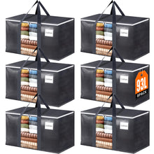 Load image into Gallery viewer, HomeHacks Extra Large Moving Bags with Visible PVC Window, Lightweight but Durable Storage Bags with Reinforced Handles, Storage Totes for Packing, Moving, Storage (93L, 6-Pack)