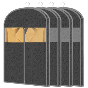 4 Pack 61'' Garment Bags for Hanging Clothes Storage, Travel, Clear Dress Bags for Gowns Long, Suit Bags for Closet Storage, Grey