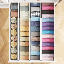 Load image into Gallery viewer, SpaceAid Bamboo Dresser Drawer Dividers 6 Pack, 4.65“ High Adjustable 12.5“-17” Drawer Organizers, Expandable Organization for Clothing, Clothes, Dressers, Natural
