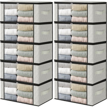 Load image into Gallery viewer, HomeHacks Storage 3-Pack Clothes Organizer Storage Bags Foldable Storage Box with Large Clear Window Sturdy Handles for Closet, Dorm, Pillows, Bedding, Clothes, Blankets, 35L, Gray
