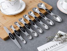 Load image into Gallery viewer, Magnetic Measuring Spoons Set of 8 Stainless Steel Dual Sided Stackable Measuring Spoons Nesting Teaspoons Tablespoons for Measuring Dry and Liquid Ingredients