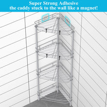 Load image into Gallery viewer, 4 Tier Floor Standing Corner Shower Caddy Organizer Shelf with Hooks, Bathroom Shelves Stand Rack, Black