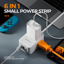 Load image into Gallery viewer, Small Flat Plug Power Strip, TESSAN Ultra Thin Extension Cord with 3 USB Wall Charger (1 USB C), 3 Outlets Mini Charging Station, 5 ft Slim Plug for Cruise Travel Office School Dorm Room Essentials