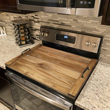 Load image into Gallery viewer, Noodle Board Stove Cover with Handles for Electric, Gas Stove Top (Acacia Wood)