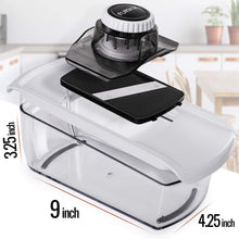 Load image into Gallery viewer, Mandoline Slicer for Kitchen, Fruit Cutter, Cheese Grater, Cucumber Slicer, Veggie Spiralizer, Food Cutter &amp; Kitchen Gadgets with Safety Glove (6 in 1, White)