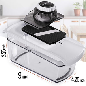Mandoline Slicer for Kitchen, Fruit Cutter, Cheese Grater, Cucumber Slicer, Veggie Spiralizer, Food Cutter & Kitchen Gadgets with Safety Glove (6 in 1, White)