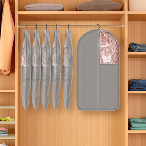 4 Pack 43’’ Gray Garment Bags for Hanging Clothes Storage Travel, Clear Dress Bags for Gowns Long, Suit Bags for Closet Storage