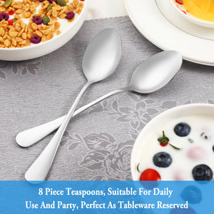 Teaspoon Set,16 Piece 6.7" Spoons Silverware, Premium Food Grade Stainless Steel Tea Spoons, Durable Small Spoon, Good Teaspoons, Kitchen Dessert Spoon Set, Mirror Finish & Dishwasher Safe