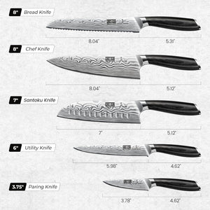 5 Pieces Knife Set, Professional Powder Steel Chef Knife Set, Ultra Sharp Japanese Kitchen Knives Set with Ergonomic Pakkawood Handle